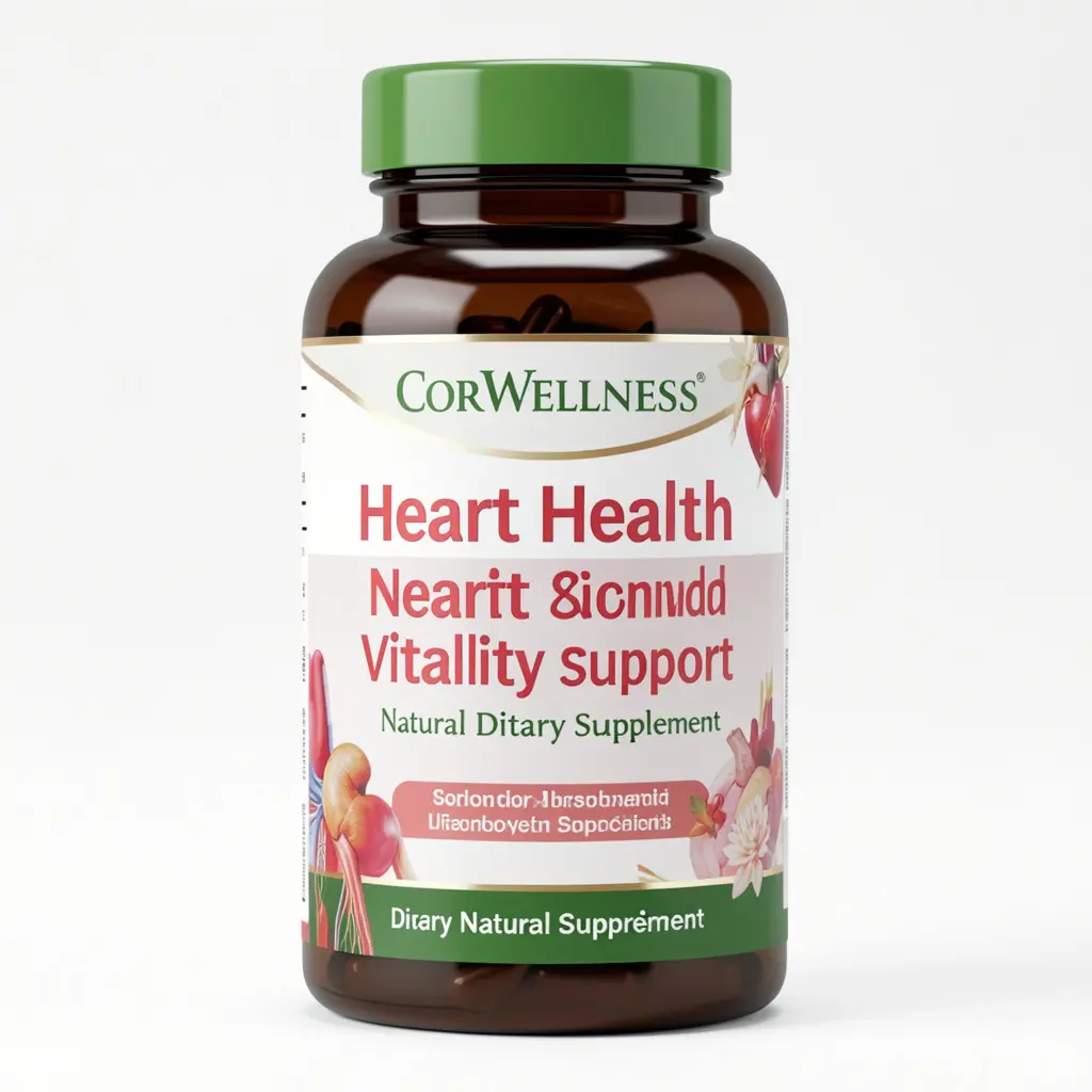 CorWellness natural supplement bottle - a premium dietary supplement for heart health and vitality support